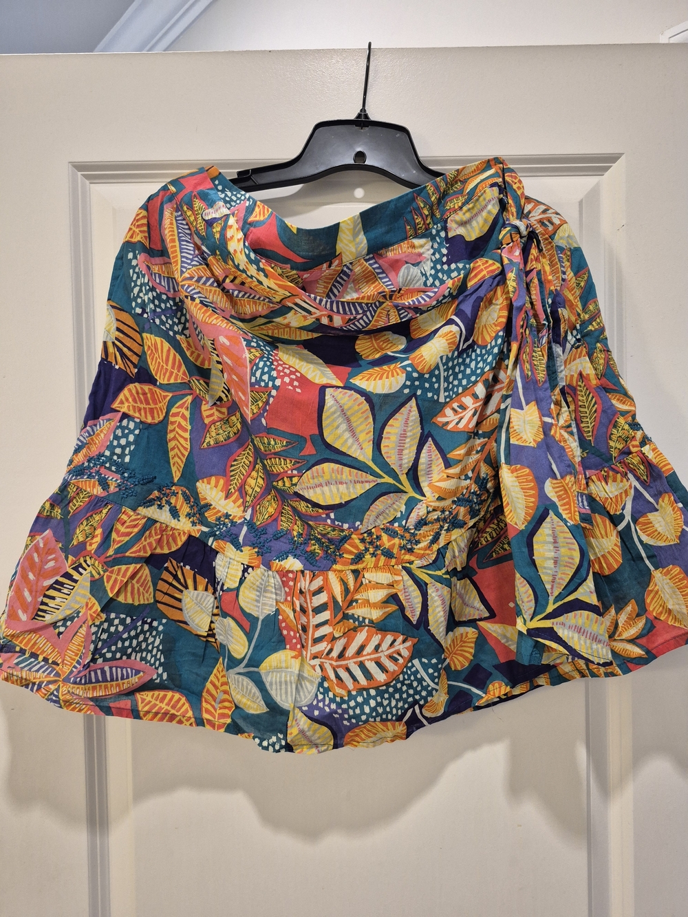 Cynthia Rowley Multicolor Leaf Print Mini Skirt